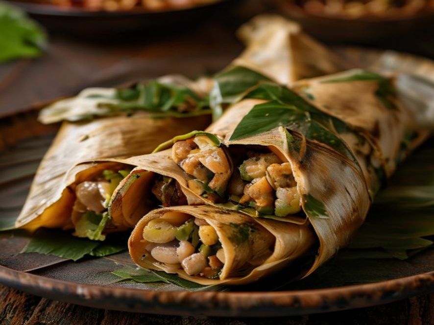 Tamal ecuatoriano envuelto en hoja de platano